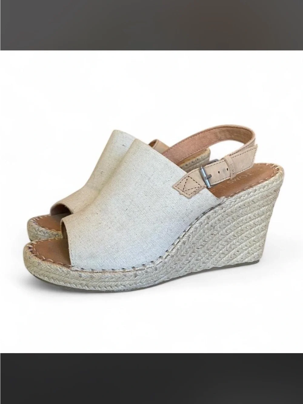 Toms Wedge Espadrille Heel Slingback Sandals Jute Wrapped Size 9
